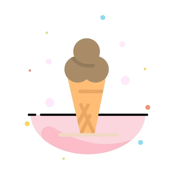 Ijs, crème, ijs, kegel abstracte platte kleur pictogram sjabloon — Stockvector