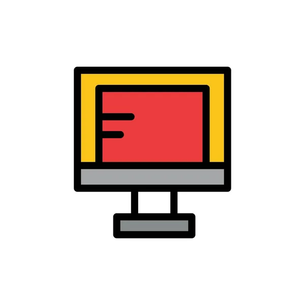 Computer, Online, Studium, Schule flache Farbe Symbol. Vektorsymbol ba — Stockvektor