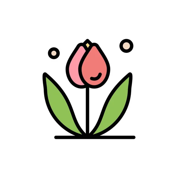 Fleur, Floral, Nature, Spring Flat Color Icon. Interdiction d'icône vectorielle — Image vectorielle