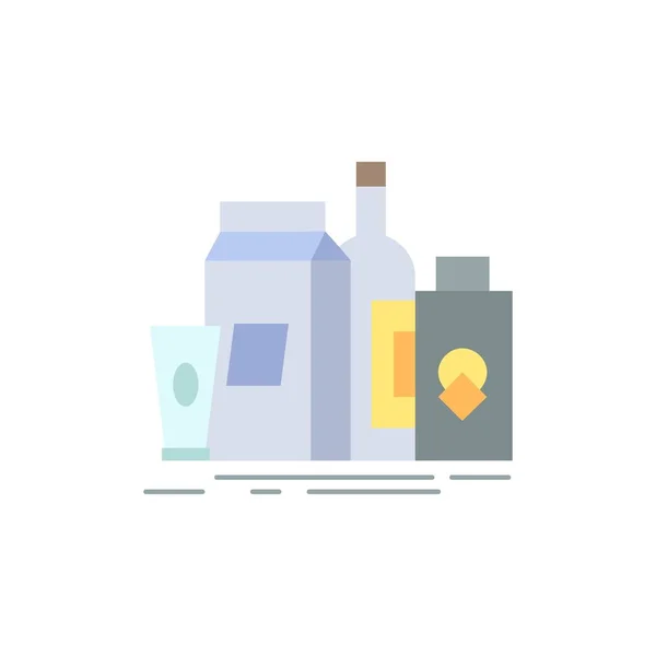 Imballaggio, branding, marketing, prodotto, bottiglia Flat Color Icon — Vettoriale Stock