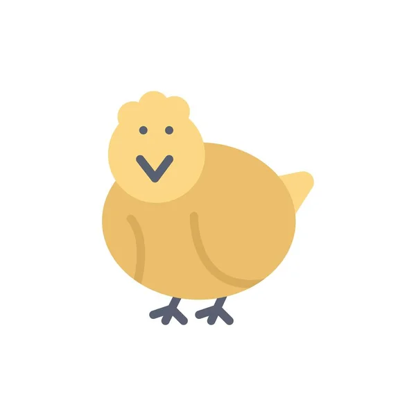 Huhn, Ostern, Baby, glücklich flache Farbe Symbol. Banner mit Vektorsymbolen — Stockvektor