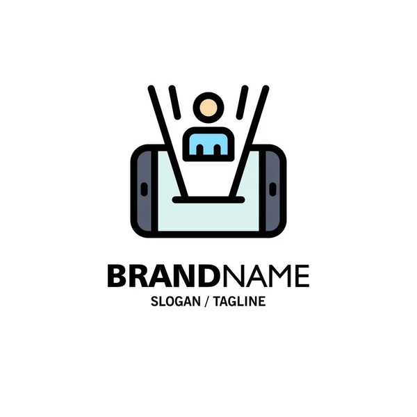 Plantilla de logotipo de negocio móvil, celular, hombre y tecnología. Color plano — Vector de stock
