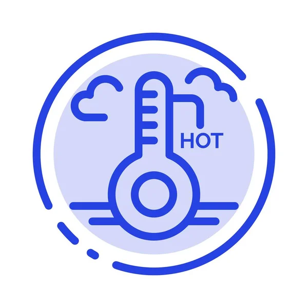 Temperatuur, warm, weer, update blauw pictogram met stippellijn — Stockvector