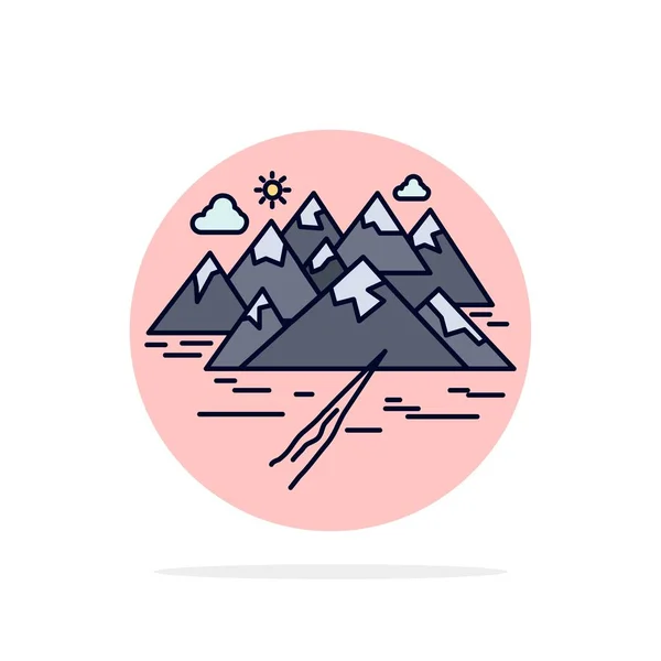 , Montanha, colina, paisagem, rochas, crack Flat Color Icon Vector — Vetor de Stock