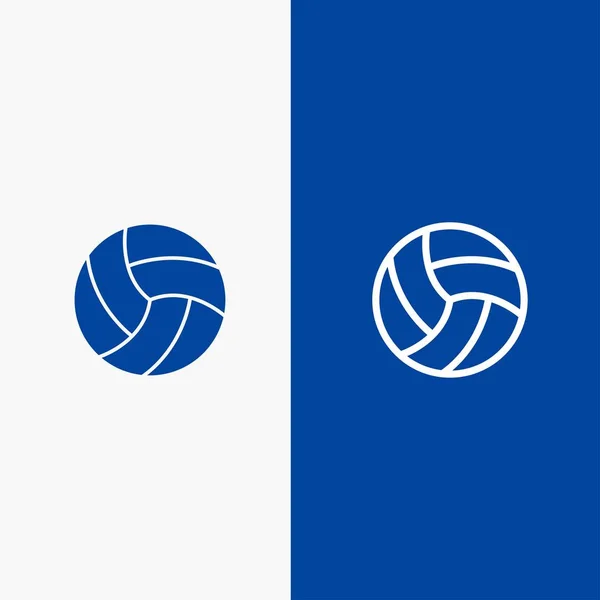 Boll, volley, volleyboll, sport linje och Glyph solid ikon blå b — Stock vektor