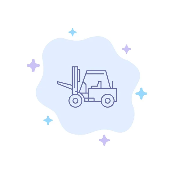 Ручка, підйому, вантажівки, транспорт синій значок на абстрактній хмара ба — стоковий вектор