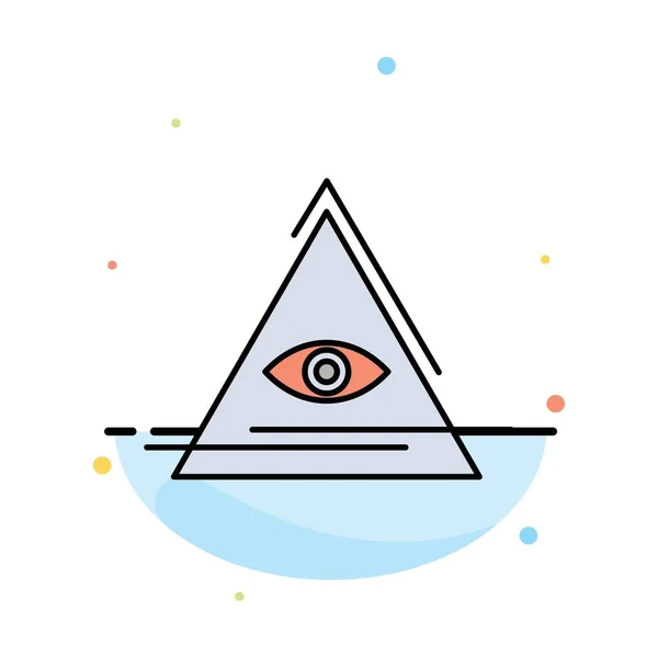 Yeux, Illuminati, Pyramide, Triangle Abstrait Icône de couleur plate Température — Image vectorielle