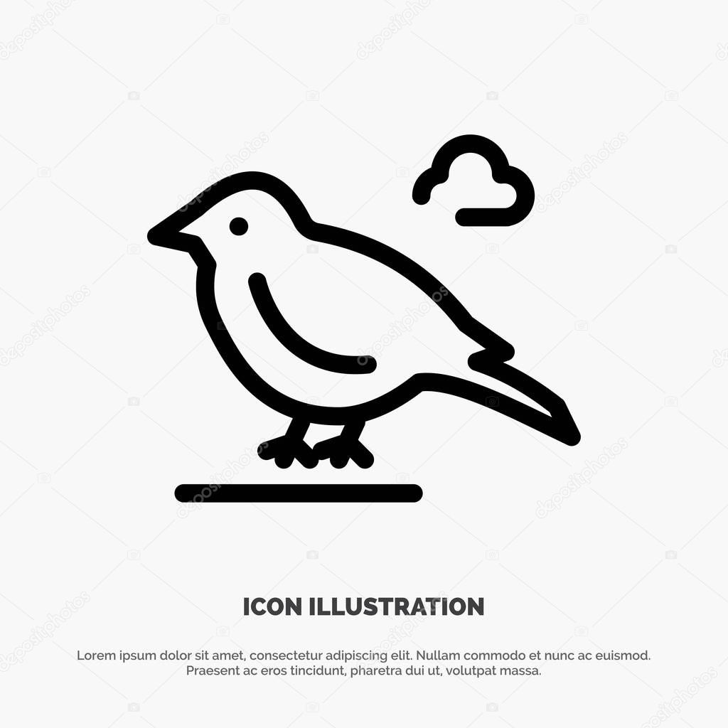 Bird, British, Small, Sparrow Line Icon Vector