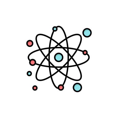 Atom, Parçacık, Molekül, Fizik Düz Renk Simgesi. Vektör simgesi 