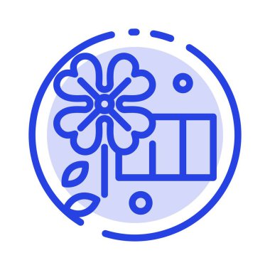 Anemon, Çiçek, Bahar Çiçek Mavi Noktalı Çizgi Hattı Simgesi