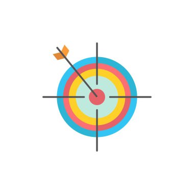 Odak, Tahta, Dart, Ok, Hedef Düz Renk Simgesi. Vektör simgesi 