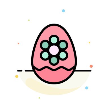 Yumurta, Dekorasyon, Paskalya, Çiçek, Bitki Soyut Düz Renk Simgesi 