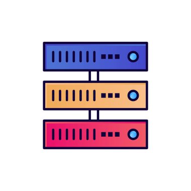 Bilgi işlem, veri, depolama, ağ düz renk simgesi. Vektör simgesi 