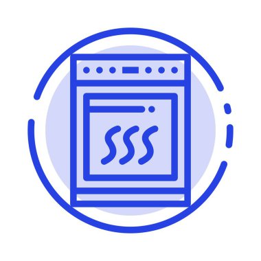 Fırın, Mutfak, Mikrodalga, Pişirme Mavi Noktalı Çizgi Hattı Simgesi