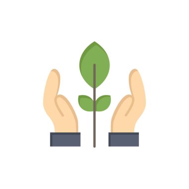 Koruma, Bitki, El, Enerji Yassı Renk Simgesi. Vektör simgesi 