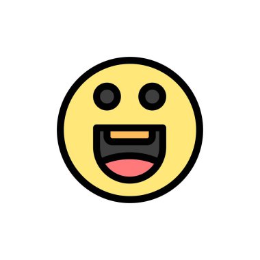 Emojis, Mutlu, Motivasyon Düz Renk Simgesi. Vektör simgesi afiş T