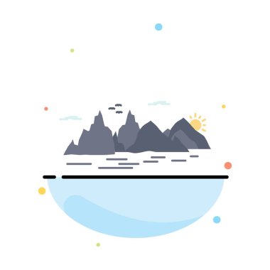 Dağ, tepe, manzara, doğa, uçurum Düz Renk Simge Vektör