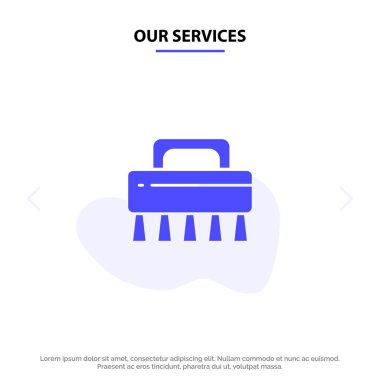 Hizmetlerimiz Fırça, Temizlik, Set Solid Glyph Icon Web kartı Temp