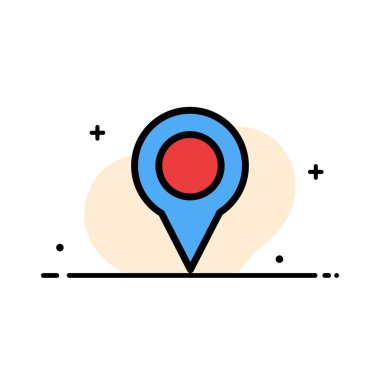 Konum, Harita, İşaretleyici, Pin İş Düz Çizgi Dolu Simge Vecto