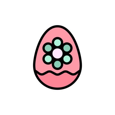 Yumurta, Dekorasyon, Paskalya, Çiçek, Bitki Düz Renk Simgesi. Vektör 