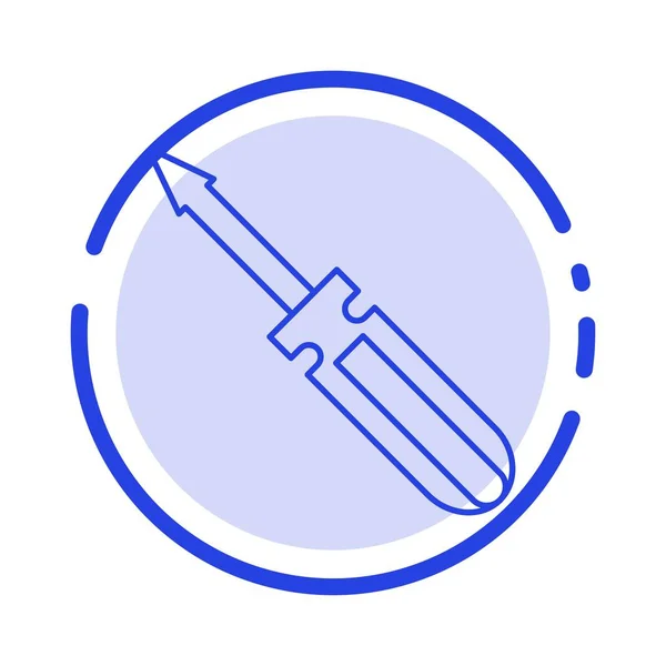 Skruv, drivrutin, verktyg, reparation, verktyg Blå Prickig linje linje ikon — Stock vektor