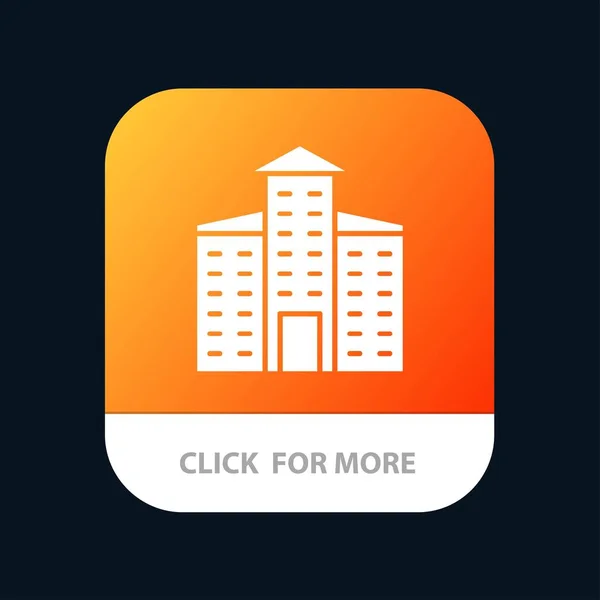 Edificio, Ciudad, Botón de aplicación móvil de construcción. Android e IOS — Vector de stock