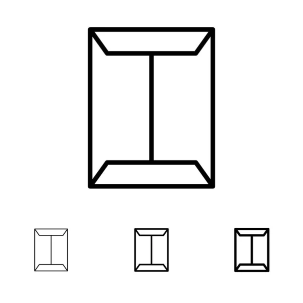 Window, Rack, Open, Closet, Box Bold and thin black line icon se — ストックベクタ