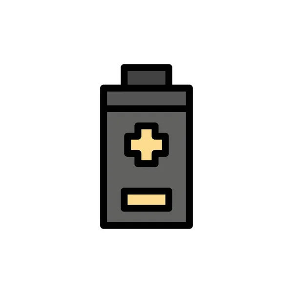 Bateria, minus, plus płaski kolor ikona. Wektor ikona banner Templa — Wektor stockowy