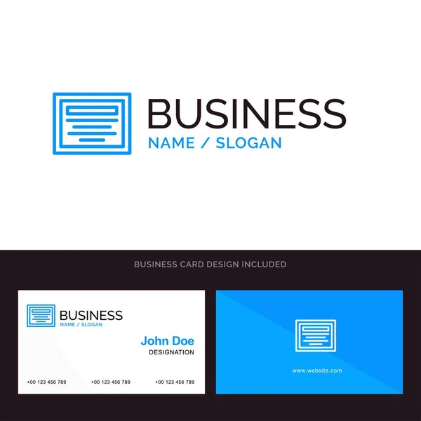 Istruzione, File, Note Blue Business logo e Business Card Templ — Vettoriale Stock