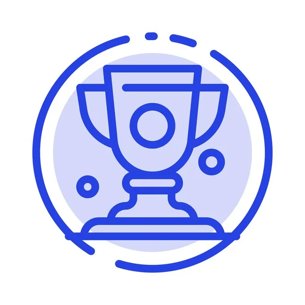 Prestatie, beker, prijs, trofee blauw pictogram met gestippelde lijn lijn — Stockvector