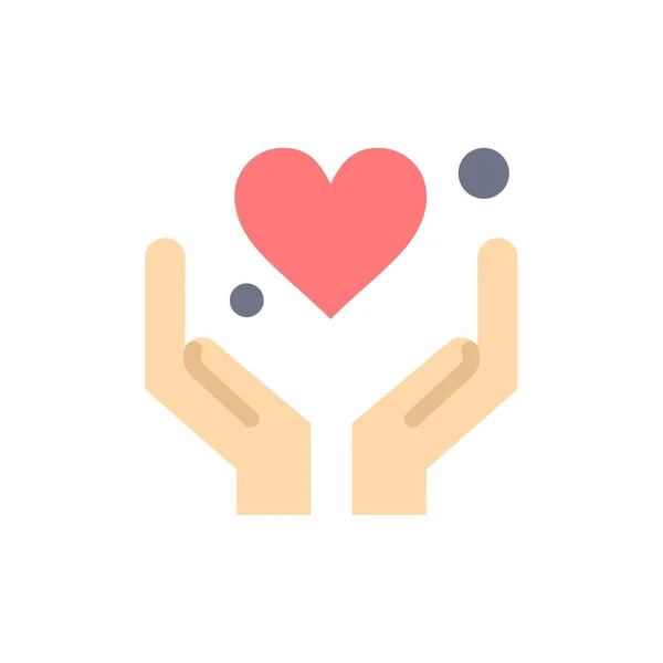 Hand, Heart, Love, Motivation  Flat Color Icon. Vector icon bann — Stock Vector