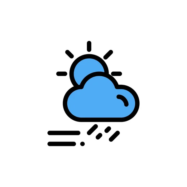 Nuvem, dia, chuvoso, estação, clima Flat Color Icon. Ícone vetorial — Vetor de Stock