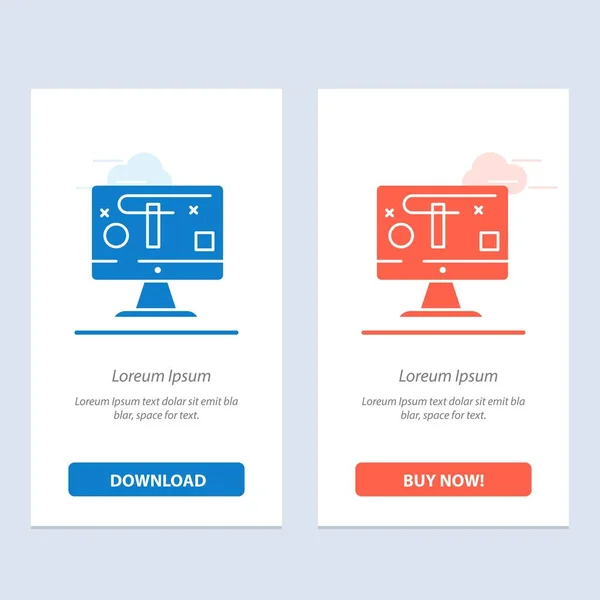 컴퓨터, 디자인, 디스플레이, 그래픽 블루 및 레드 다운로드 및 B — 스톡 벡터