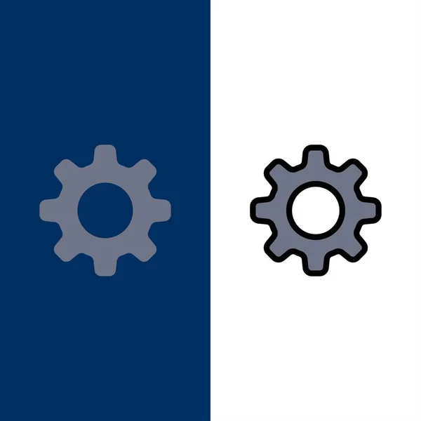 Cog, Setting, Gear Icons. Вектор набора иконок с плоским и линейным покрытием — стоковый вектор