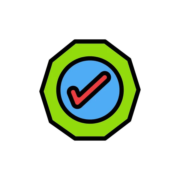 Logistiek, OK, succes, Tick plat kleur icoon. Vector pictogram banner — Stockvector