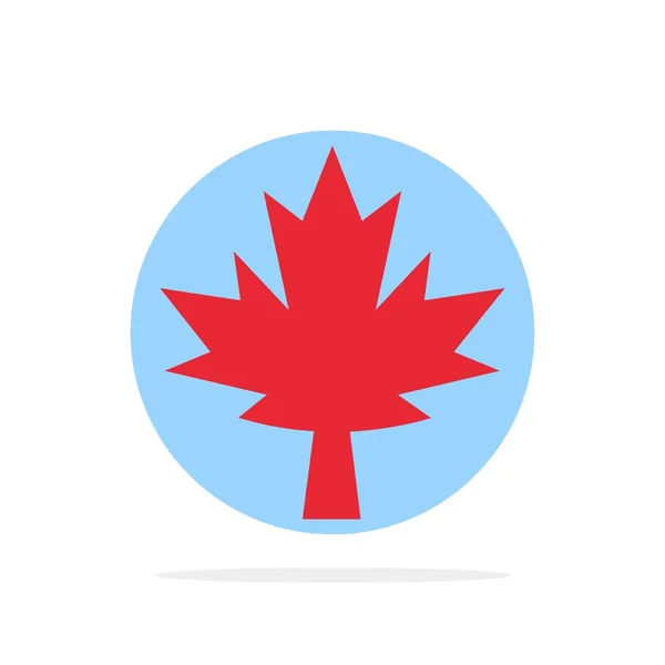 캐나다, 잎, 단풍 나무 추상 원 배경 플랫 색상 아이콘 — 스톡 벡터