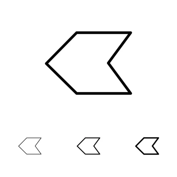 Seta, ponteiro, Esquerda negrito e fino conjunto de ícones de linha preta —  Vetores de Stock