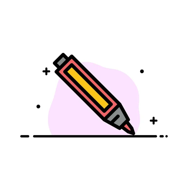 Educación, pluma, lápiz Business Flat Line llenado icono Vector Ba — Vector de stock