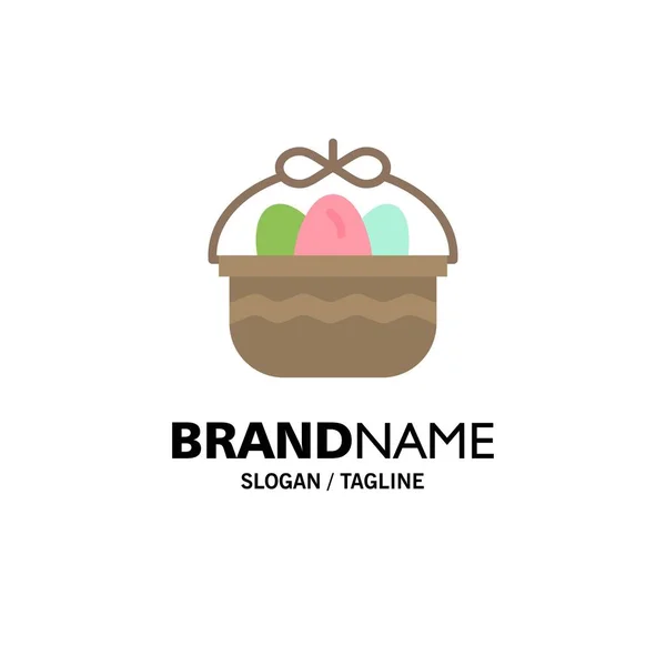 Basket, Easter, Egg, Nature Business Logo Template. Flat Color — Stock Vector