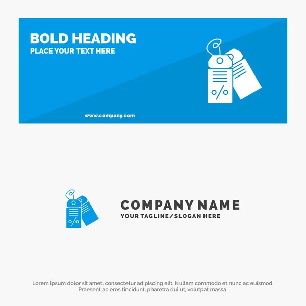 Label, Business, korting, verkoop Solid icon website banner en Bu — Stockvector