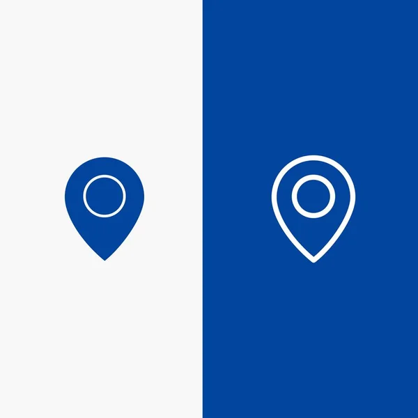 Twitter, Location, Map Line and Glyph Solid icon Blue banner Lin — Διανυσματικό Αρχείο