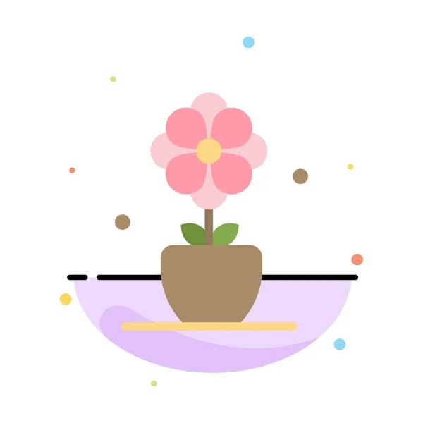 花， 现在， 郁金香， 春天抽象平面颜色图标模板 — 图库矢量图片