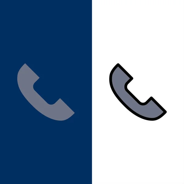 Call, Phone, Telephone, Mobile  Icons. Flat and Line Filled Icon — Stock Vector