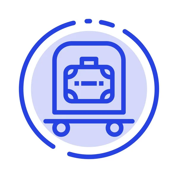 Hotel, Luggage, Trolley, Bag Blue Dotted Line Icon — стоковый вектор