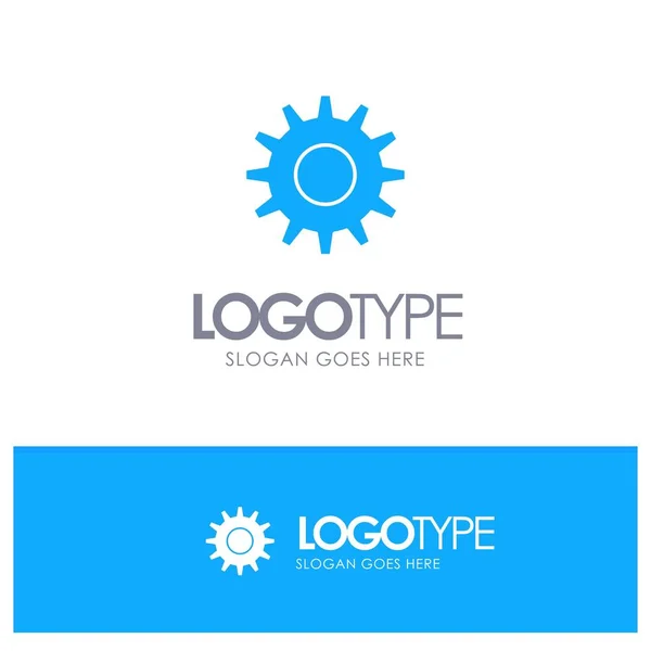 Cogs, engranaje, ajuste del logotipo sólido azul con lugar para el eslogan — Vector de stock