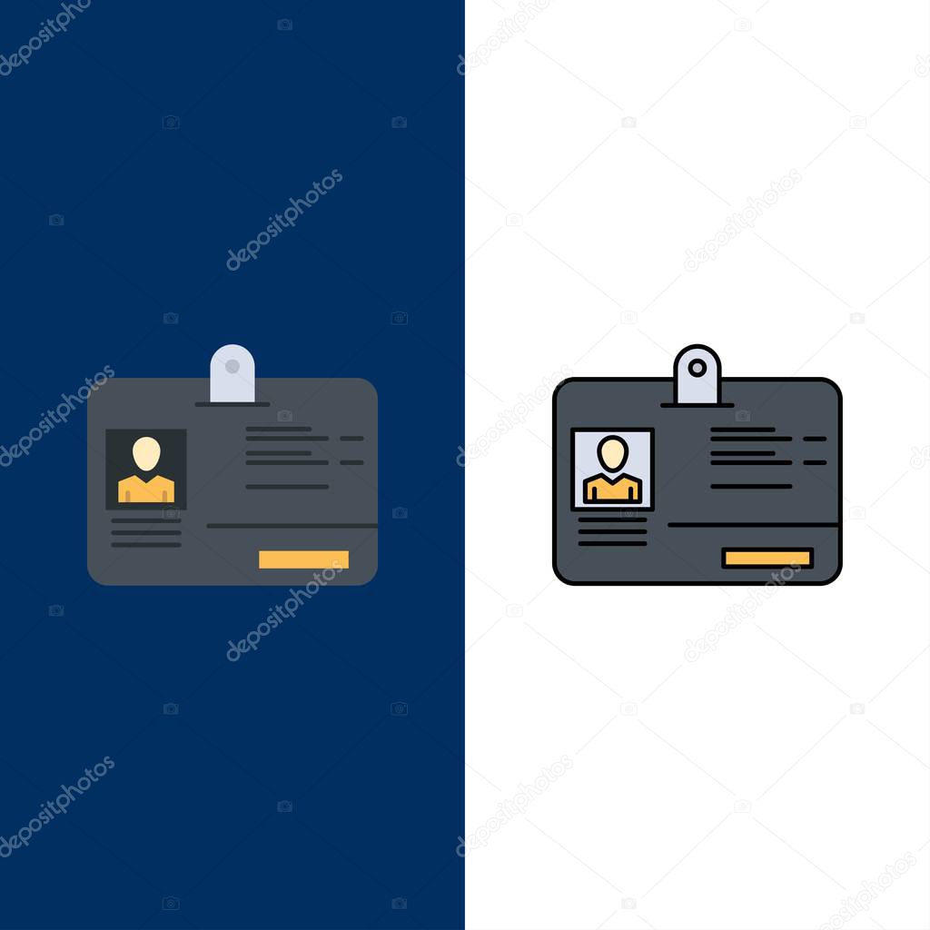 Pass, Card, Identity, Id  Icons. Flat and Line Filled Icon Set V