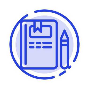 Kitap, Eğitim, Bilgi, Kalem Mavi Noktalı Satır Simgesi