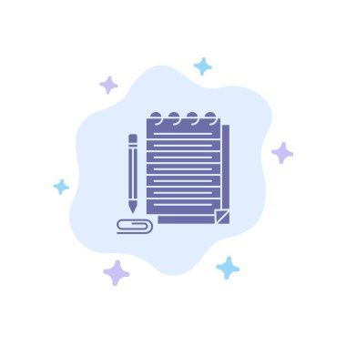 Not defteri, Notebook, Pad, soyut bulut Backgr üzerinde roman mavi simge