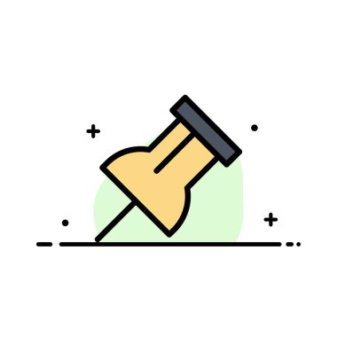 Kağıt, Pin, Hatırlatma İş Düz Çizgi Dolu Simge Vektör Bann