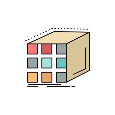 Soyut, toplama, küp, boyutsal, matris Düz Renk Simgesi